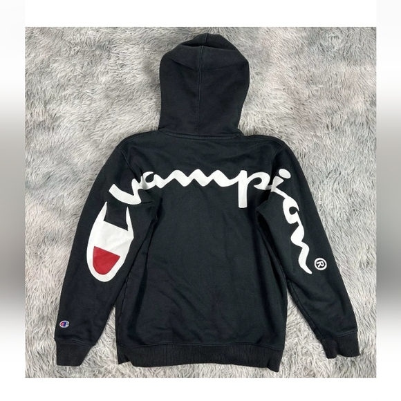SUPREME x CHAMPION Collab Heavyweight Black Spell out Hoodie SS18 - Picture 14 of 14